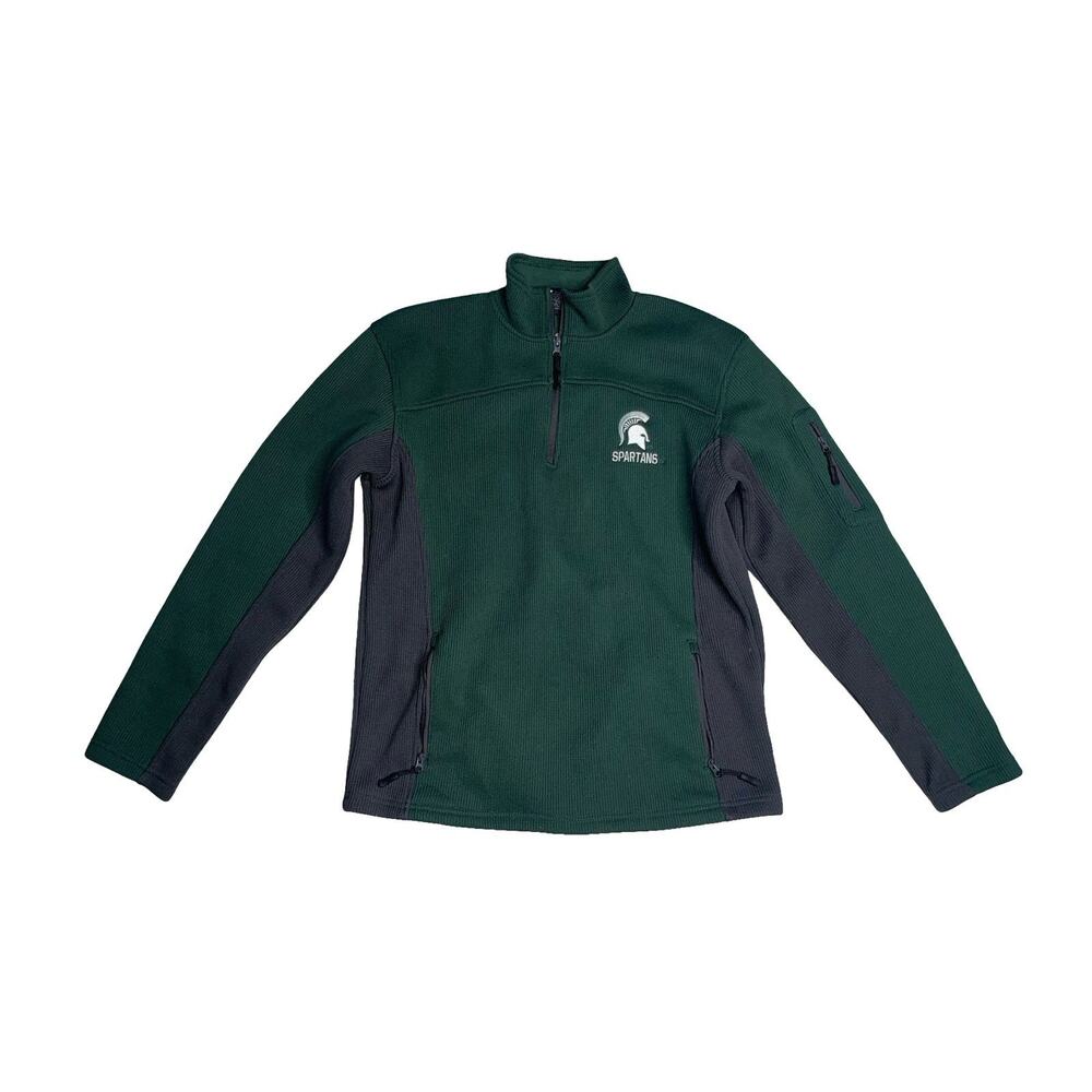Michigan State Spartans Green Gray 1/4 Zip Fleece Pullover Men’s S Colosseum